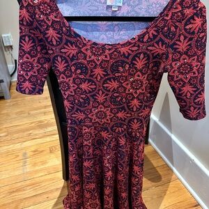 Lularoe Elegant Red and Black Floral Dress
